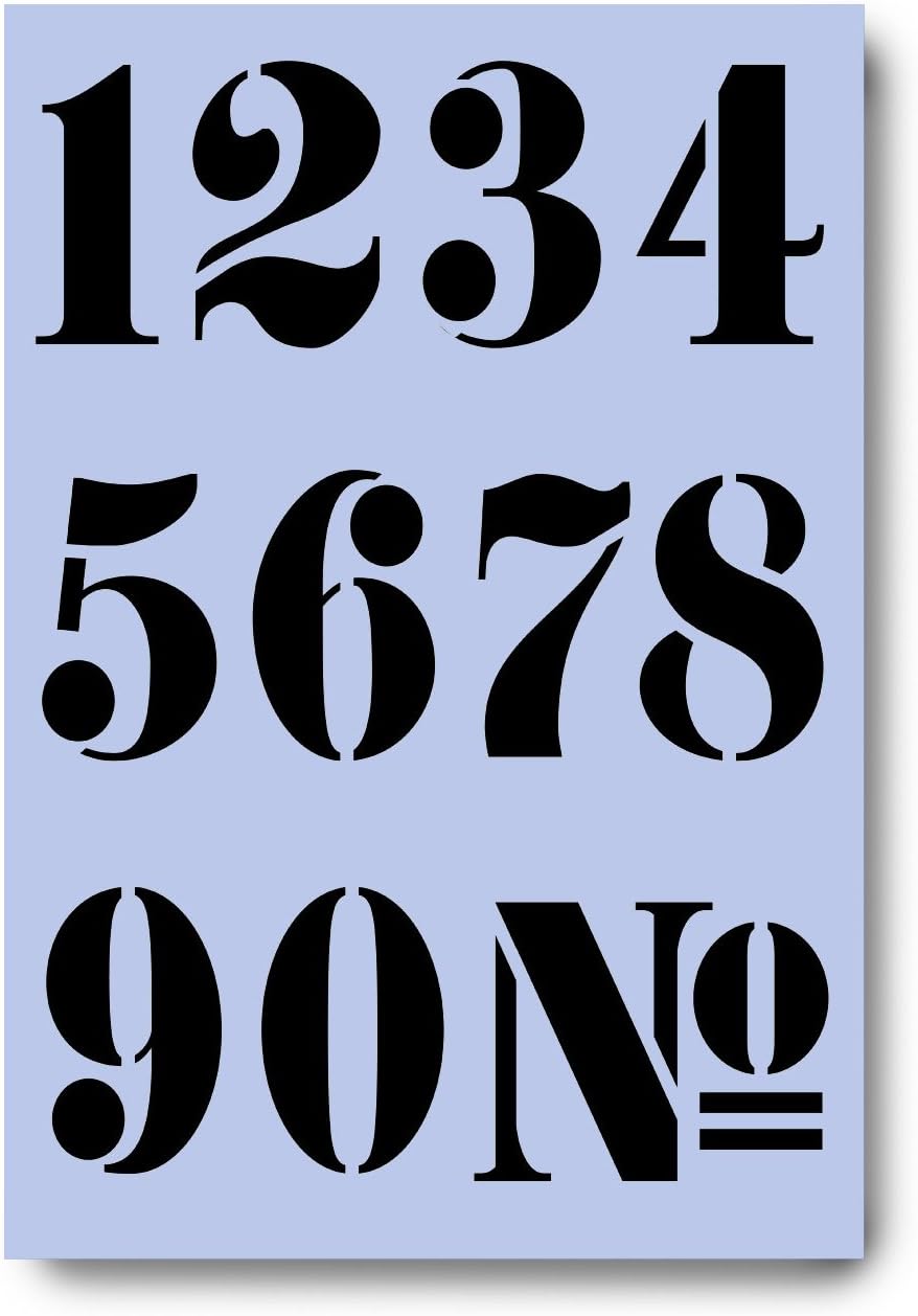 Dovetails Vintage Numbers Stencil 60 mm Tall French Style Numbers 0 1 2 3 4 5 6 7 8 9 on an A4 Sheet