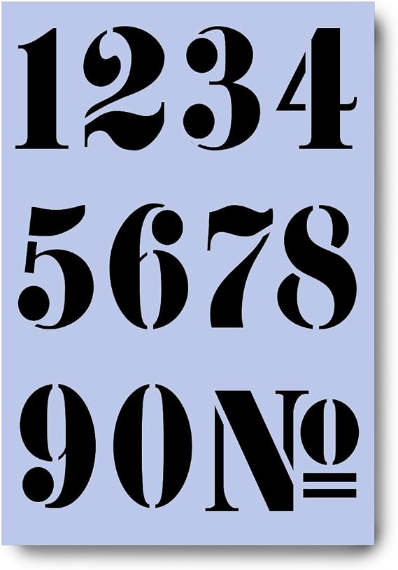 Dovetails Vintage Numbers Stencil 60 mm Tall French Style Numbers 0 1 2 ...