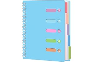 College Ruled Notebook with Dividers: Blue Spiral Notebook