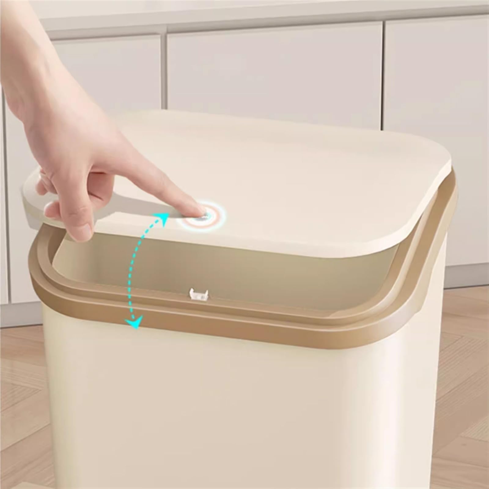 Cestino Premere Il Cestino Superiore Con Anello Di Pressione for La Casa Pattumiera da cucina(Bianco)