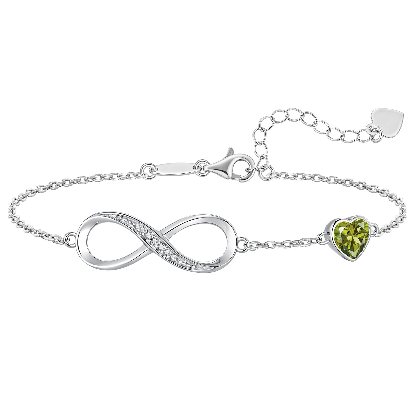 CDE 925 Sterling Silver Infinity Birthstone Bracelet Jewelry Gift for Women