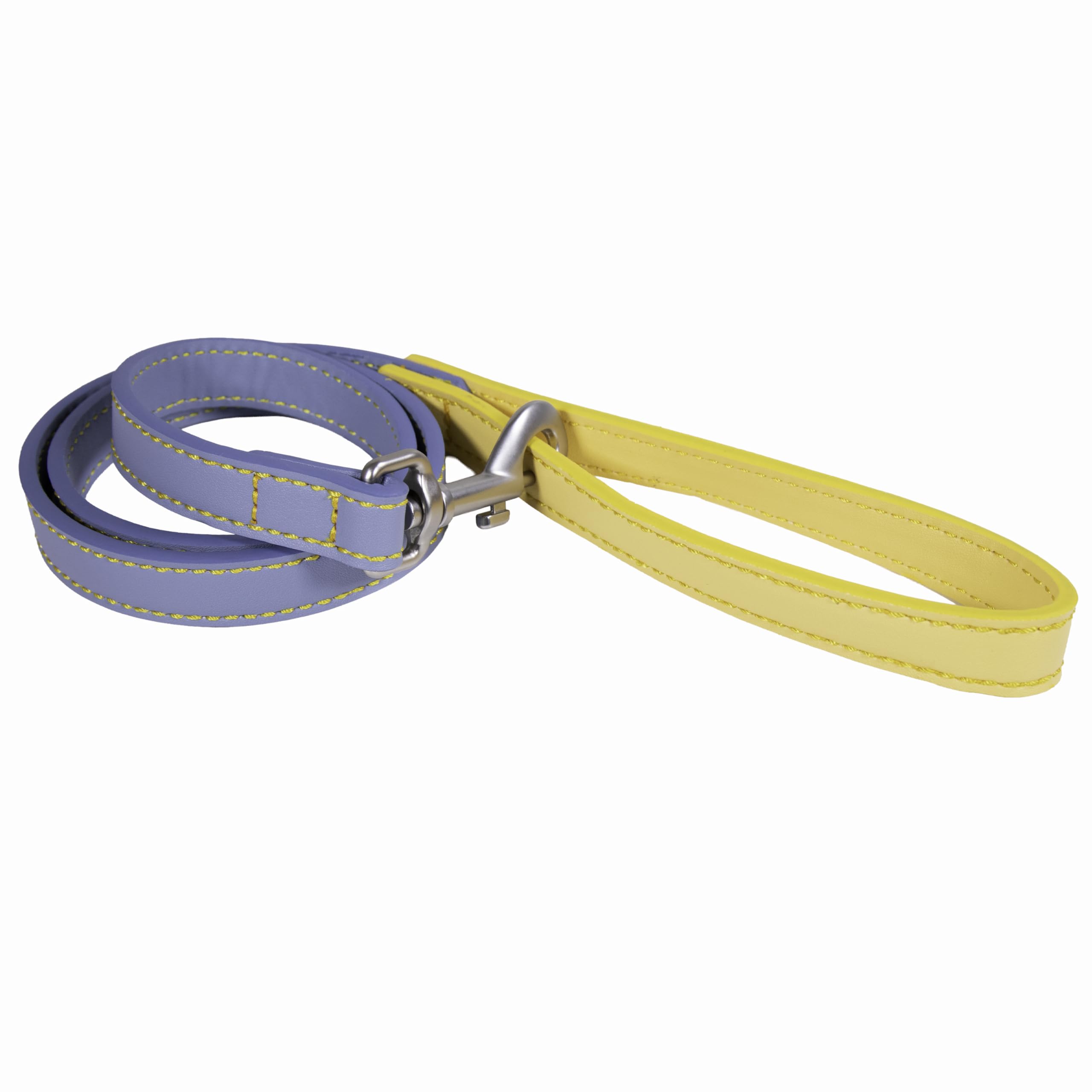 Rosewood Vegan Leather Dog Lead – PU Leather Pet Leash for Small, Medium & Large Dogs – Stylish, Durable Lead with Metal Hardware – Blue/Yellow, 102cm