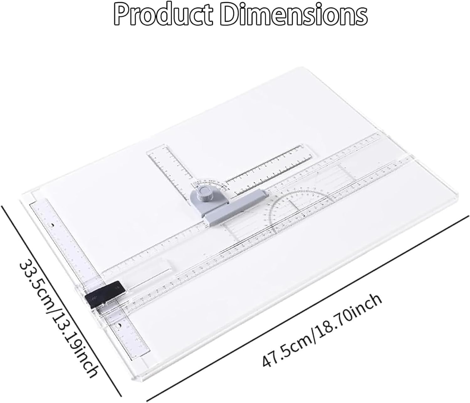 A3 Zeichenbrett-Set Zeichentisch, A3 tragbares Zeichenbrett, mit 2 parallelen geraden Kanten und 2 Winkelclips, Doppelverriegelung, einstellbarer Winkel, klare Regeln