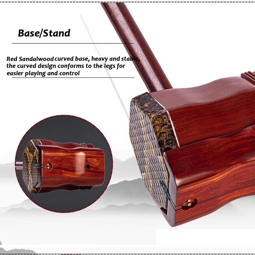 Erhu Cinese In Legno Di Sandalo Rosso, Strumento Musicale A Due Corde Simile A Un Violino Erhu Da Opera Di Pechino (Jing Erhu) Per Esibizioni Professionali(Red-B)