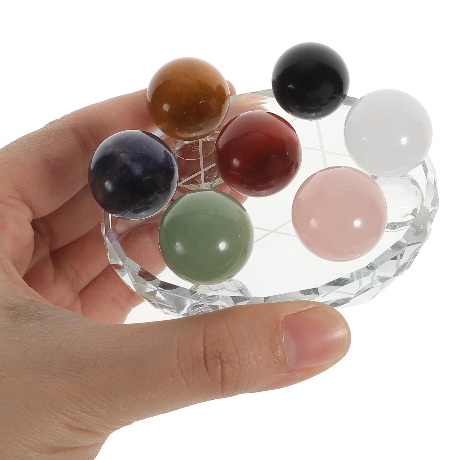 高波動茶水晶七星陣セット虹入り中央玉白水晶台付特別構成 Amazon.co.jp: HOLIDYOYO 天然テクスチャ付き水晶玉7球アレイ 七星陣