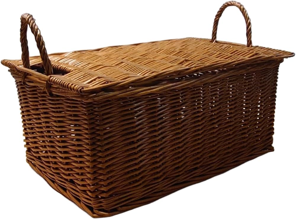 柳　バスケット　蓋付きカゴ Amazon.co.jp: ストックバスケット 蓋つき かご カゴ 柳 大容量