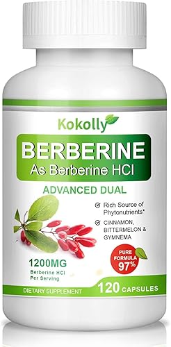 Suplemento de berberina 1200 mg120 cápsulasA base de berberina HCL, canela, amargo, gimnema
