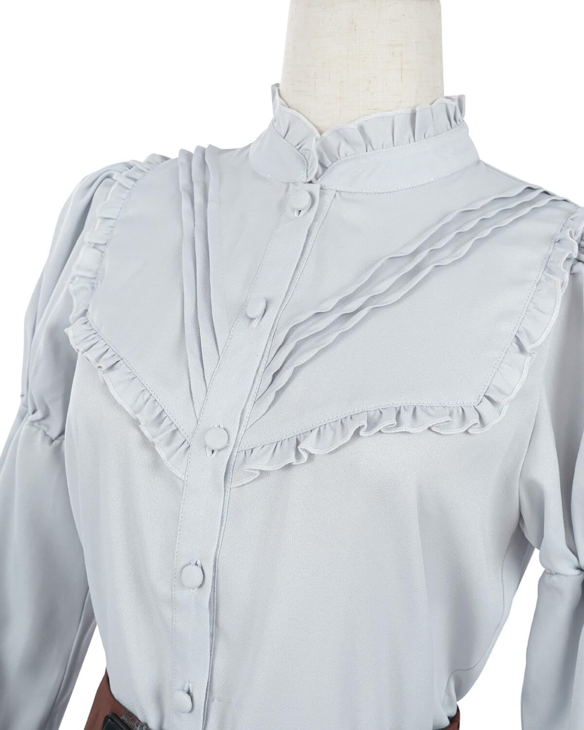 Nuoqi Edwardian Dress for Women 2 Piece 1800s Victorian Costume Blouse with Plaid Skirt - Image 8