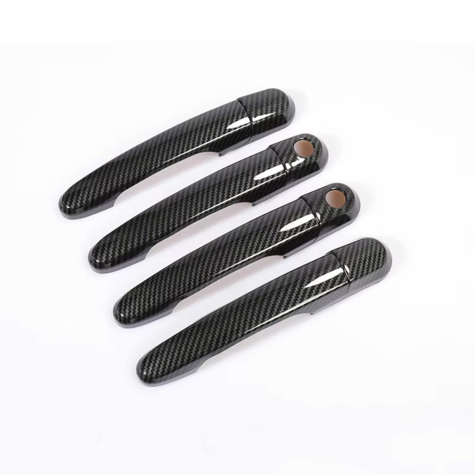 DSPOLIMV Outer Door Handle Cap Compatible with Hyundai for I30 2007-2011 FD 2008 2009 2010 Chrome Carbon Fiber Car Door Handle Cover Trim Stickers Overlay(Carbon 2 Keyholes)