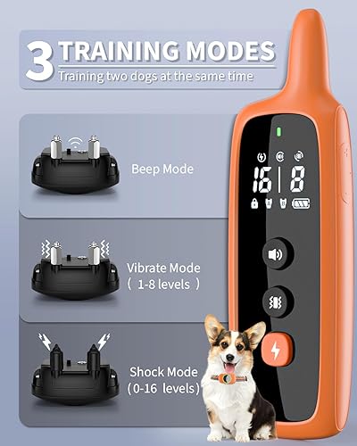 Miniatura 2 de Collar de choque para perros para 2 perros, collar de entrenamiento de perros con control remoto para perros grandes, medianos y pequeños, collar
