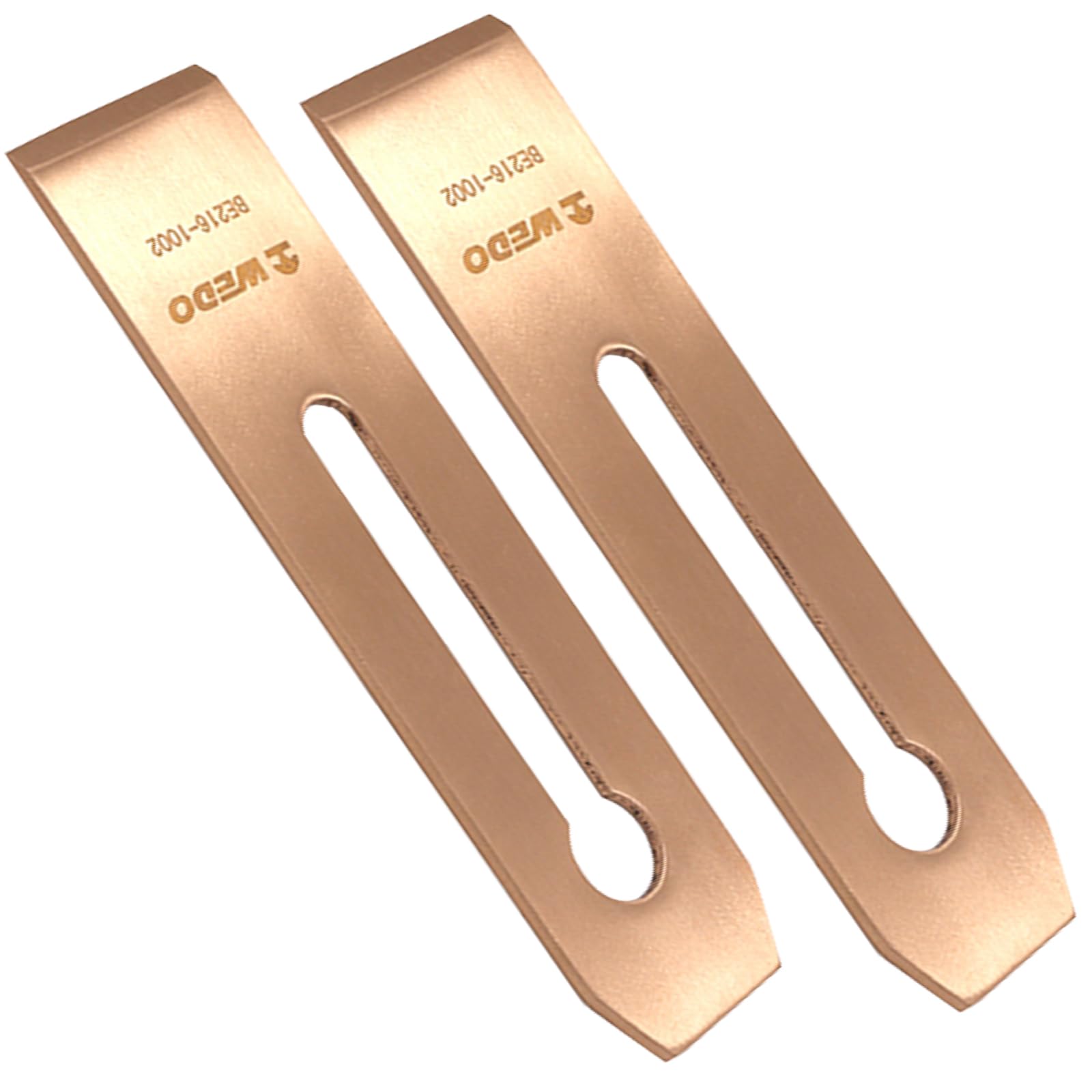 WEDO - Juego de 2 hojas de repuesto para banco, 175 x 43 mm, hoja de cepilladora de mano de madera sin chispa, cobre de berilio, no magnético, certificado BAM/FM, uso para petroquímica, producción de