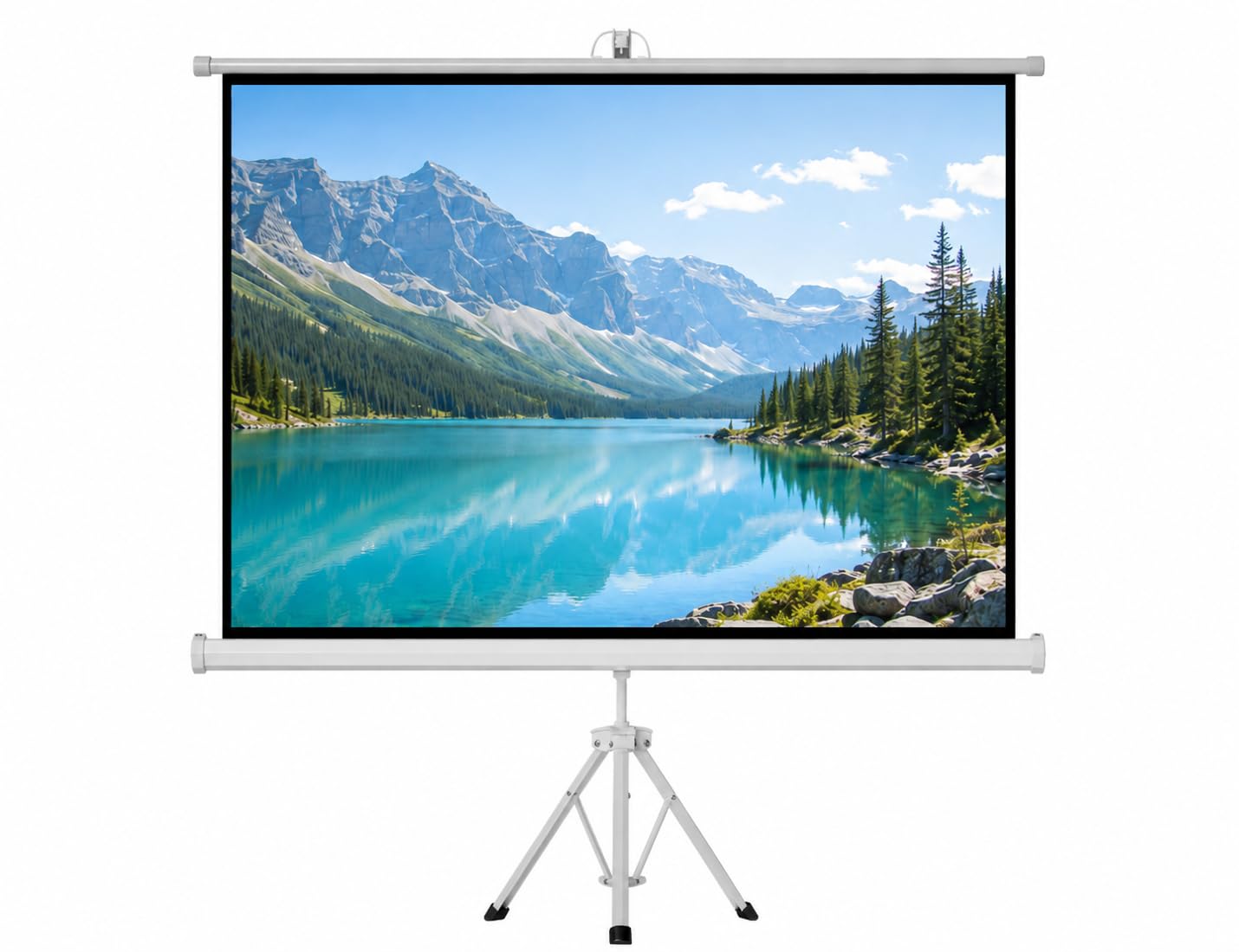 Beamer Leinwand mit Stativ,Tragbare Leinwand Beamer Outdoor 100 Zoll,Format 16:9 HD Faltbare mit Tragetasche für Haus Hinterhof Theater Nächte