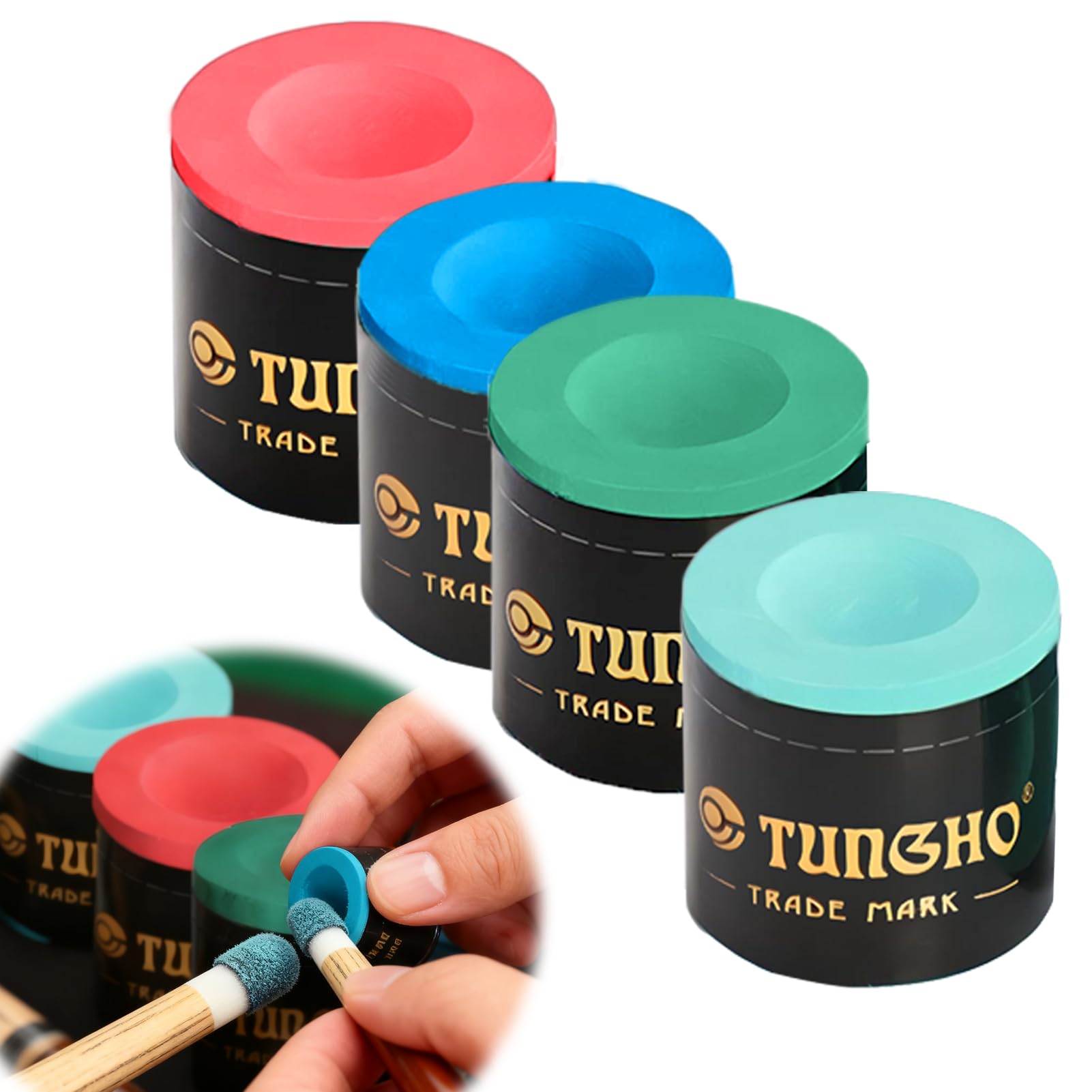 Pool Chalk for Pool Cue Tips, pool cue chalk, Pack of 4 Billiard Table Accessories for Cue Tips, for Tournaments, Bars, Gym, Home, Sports Billiard, Billiard Gifts for Men and Women