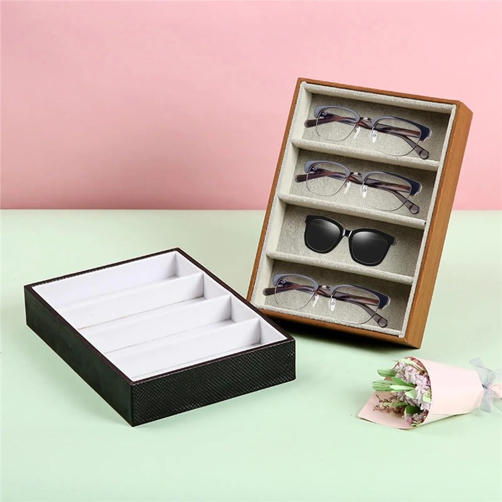 Porte-lunettes 4 fentes organisateur étui bijoux montres lunettes de soleil lunettes de soleil montrer plateau lunettes vitrine lunettes de soleil support de rangement support(Noir)