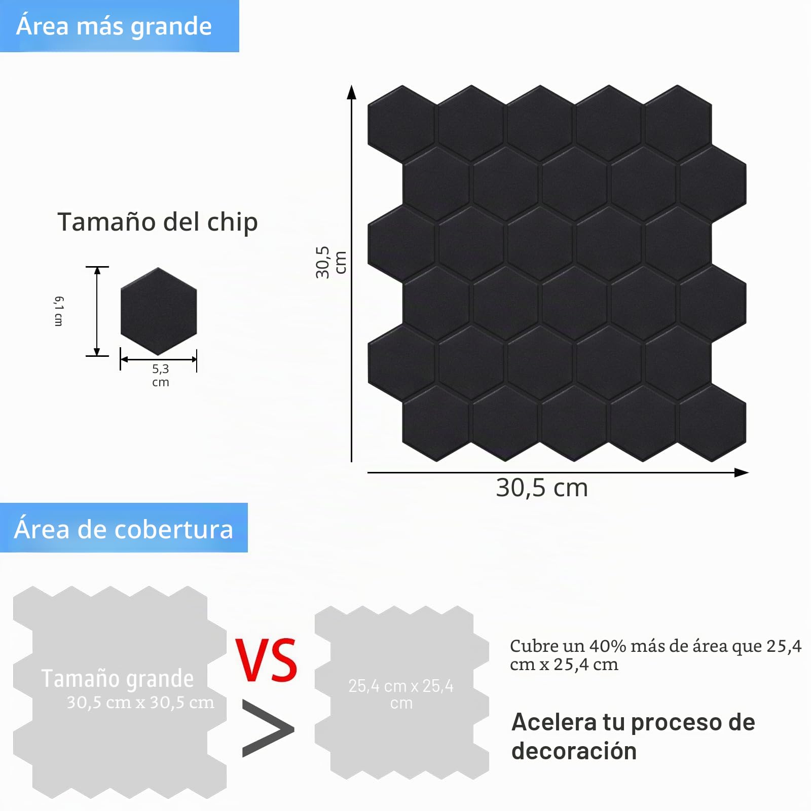 Azulejos De Pared Autoadhesivos De 1,6 mm De Grosor, Adhesivos Hexagonales Negros Mate para Salpicadero De Cocina, Baño y Decoración Del Hogar (10 Hojas, 12 x 12 Pulgadas)