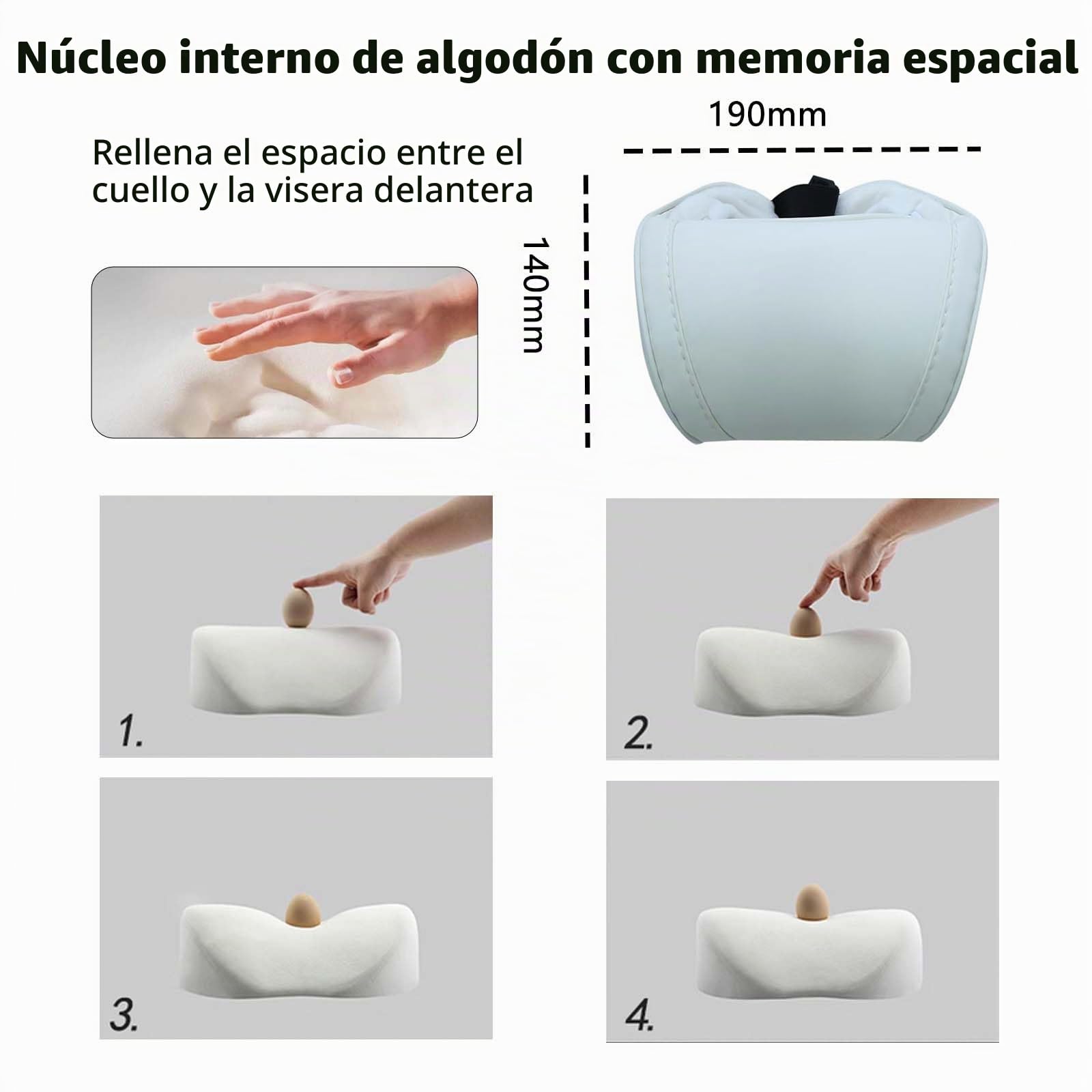 Almohadas Suaves para el Cuello del Coche para el Asiento de Conducción con Correa Ajustable Universal Fit Cuello Cojines de Descanso para Viajes/Oficina/Hogar, 2pc Blanco