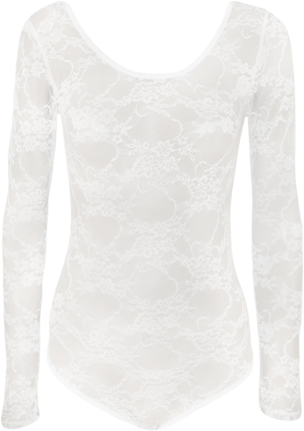 WearAll Women's Lace Bodysuit - White - US 8-10 (UK 12-14)