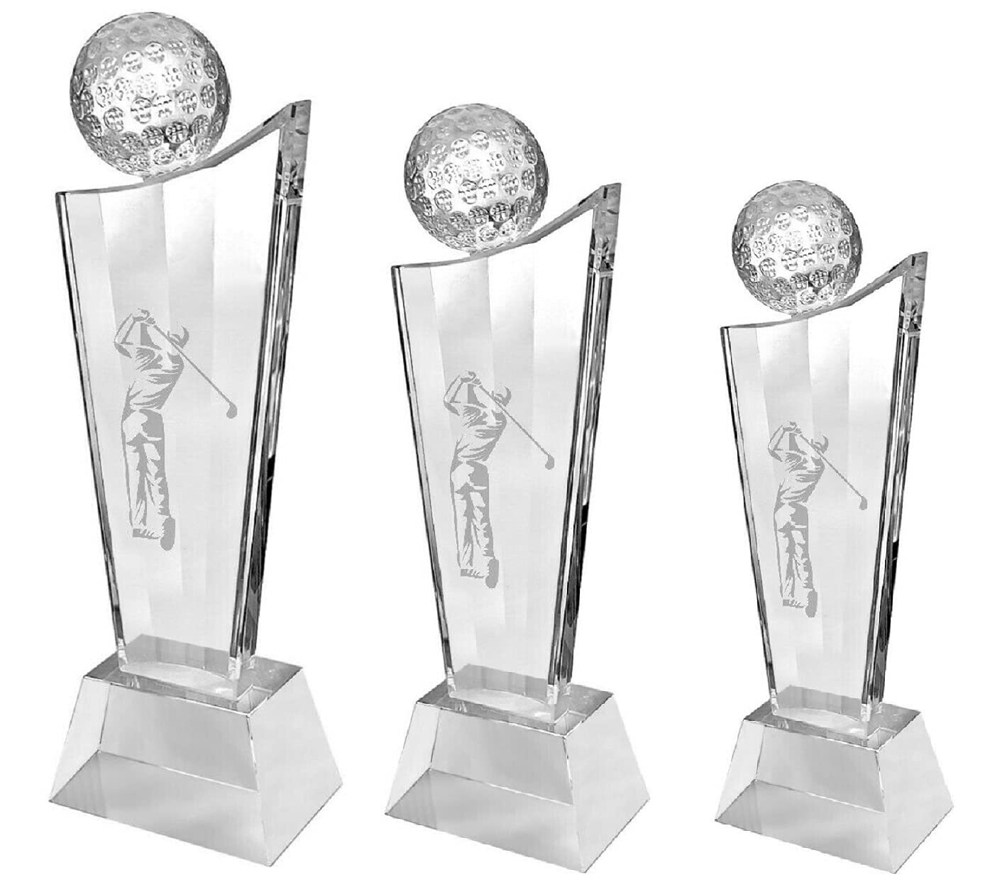 County Engraving Personalised Crystal Clear Optic Glass Golf Trophy Tower Award Golfer - Enter Your Own Custom Text (Medium)