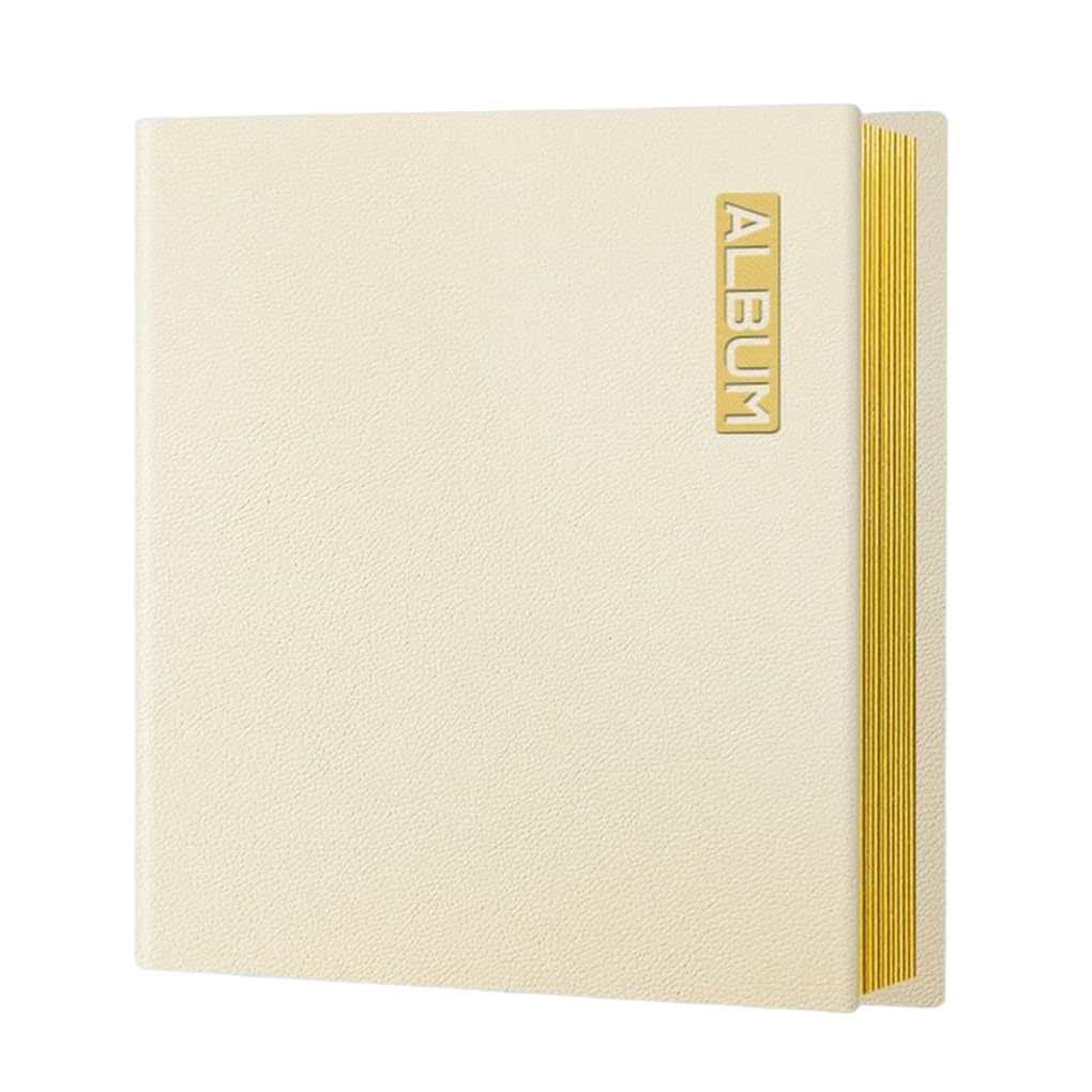 Álbum de fotos de piel sintética A4, autoadhesivo, protector de película adhesiva, a prueba de polvo, libro de recortes recargable para viajes, color beige