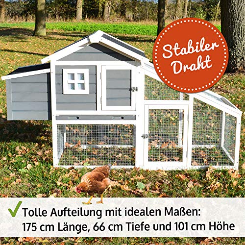 Zooprinz moderner Hühnerstall mit Nistkasten - aus massivem Vollholz und stabilem Draht - Hühnerhaus schnell zu reinigen… – Bild 6