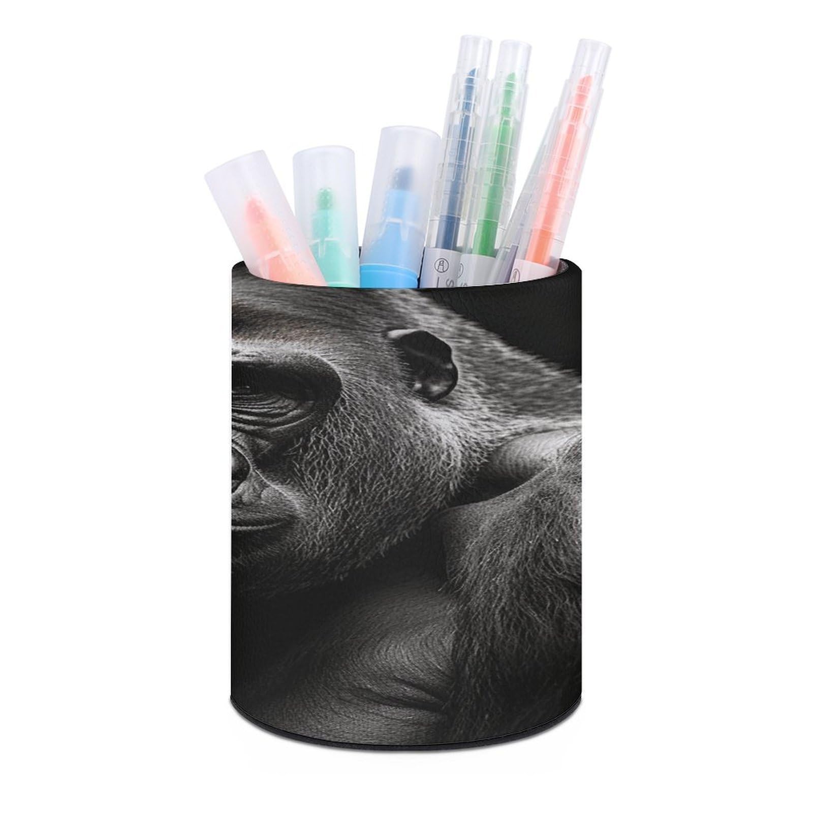 VstaDank Male Gorilla Pen Holder for Desk Makeup Brush Holders Stylish Pen Cup Cute Pencil Cup Round Pencil Holder Decor Brush Scissor Holders for Multifunctional Office Supplies