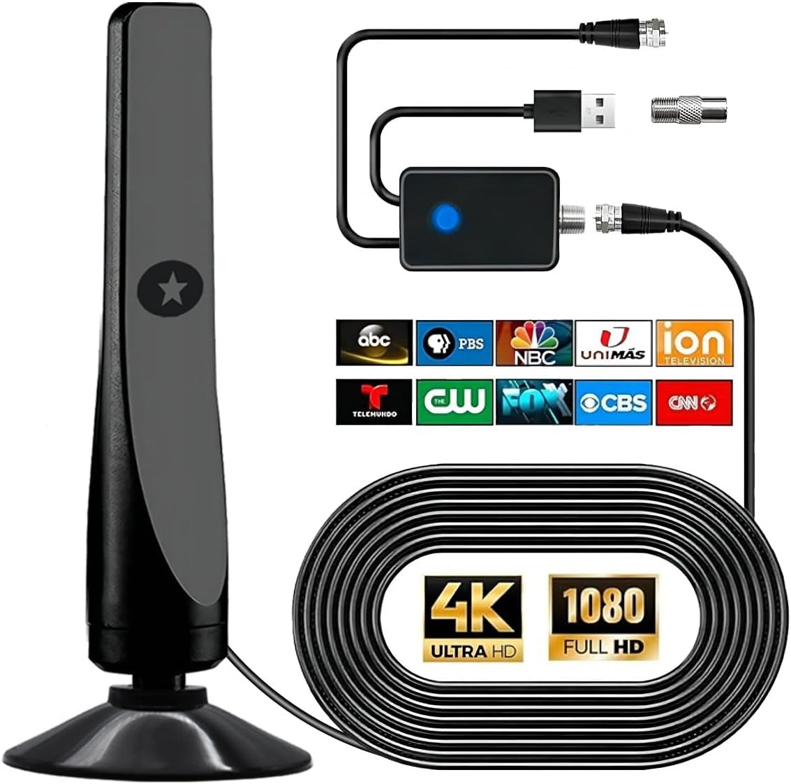Antenna TV digitale, potente antenna HDTV interna esterna con ...