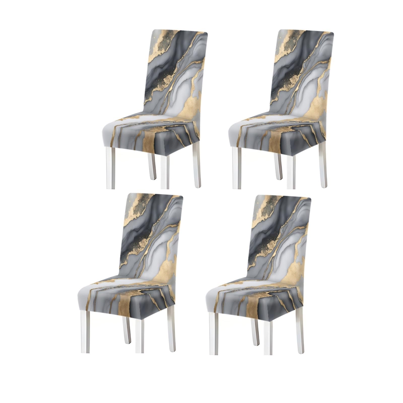 Grey Damask Chair Covers Set Of 2/4/6, Elegant Stretch Dining Chair Slipcovers Removable Stretch Slipcovers for Dining Chairs(4PCSChair cover)