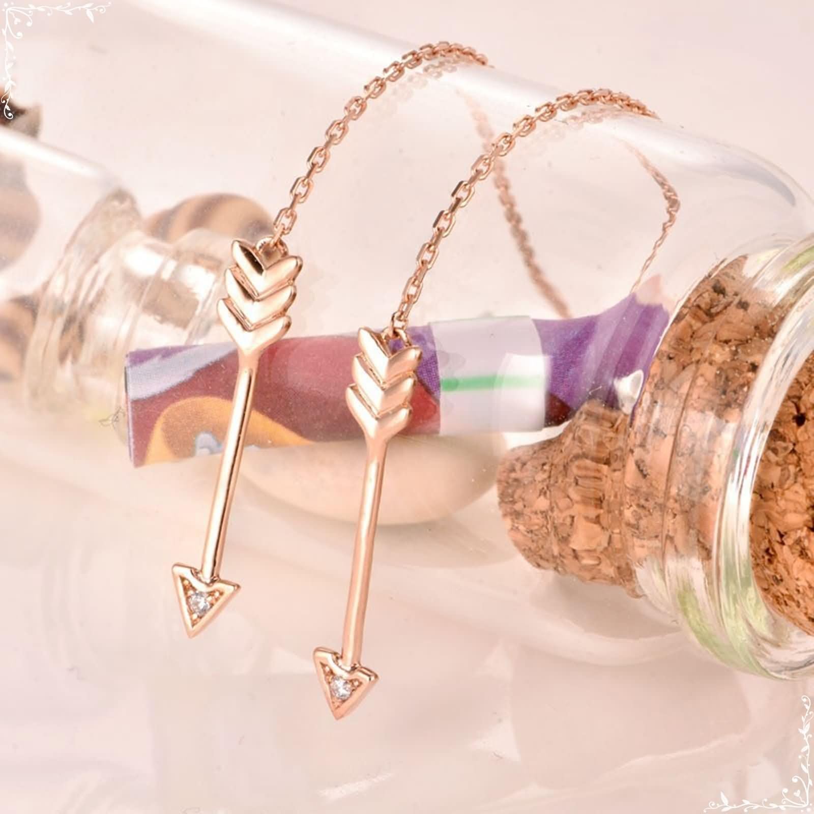Ohrringe Damen 9K / 14K / 18K Gelbgold, Pfeil mit Diamant/Moissanit, Moderne Frauen Ohrringe Gold