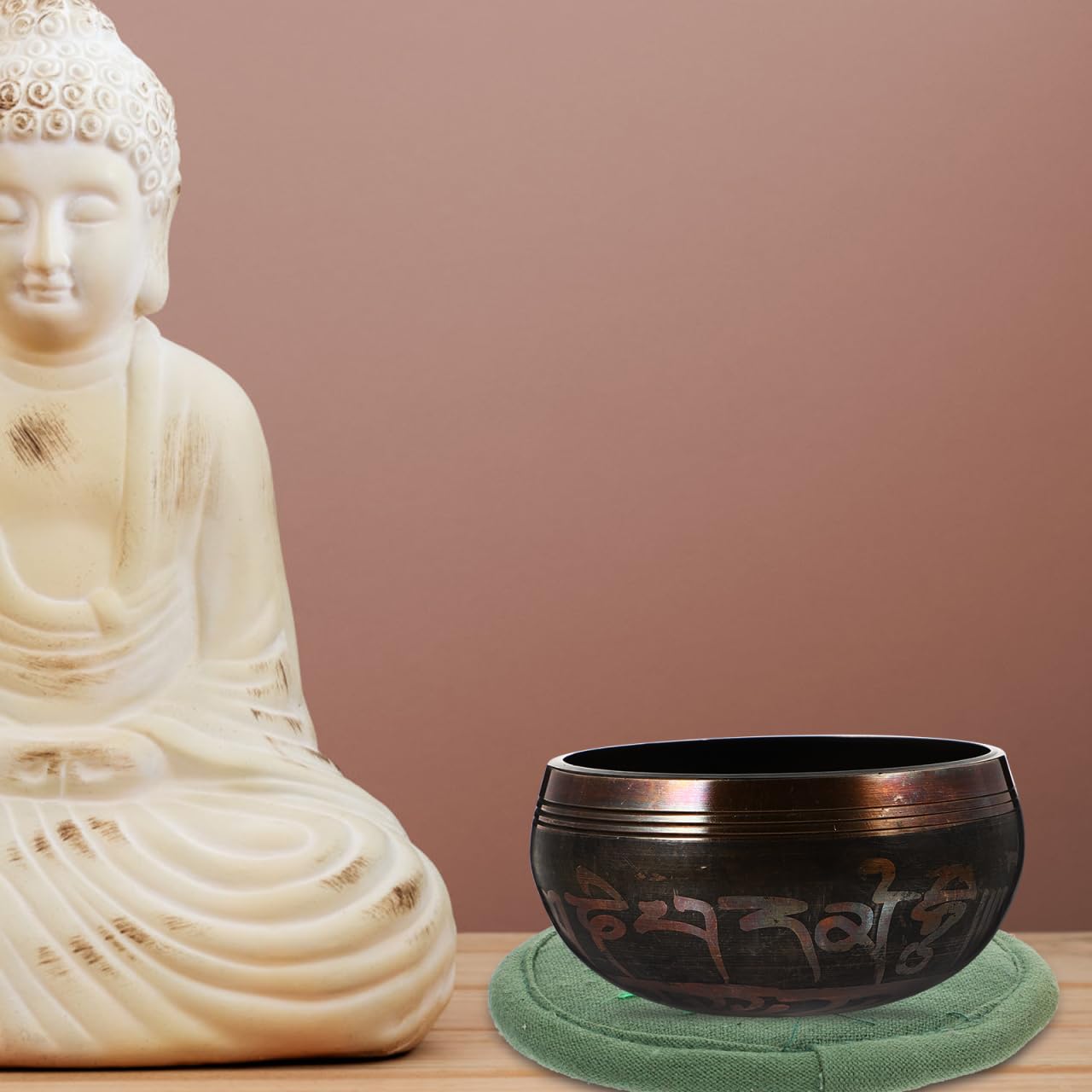 BESTonZON Cojín para cuenco tibetano de Buda, base redondeada, almohadilla de meditación religiosa de alta calidad, almohadilla de bordado para yoga y meditación, idea de regalo para amigos, verde