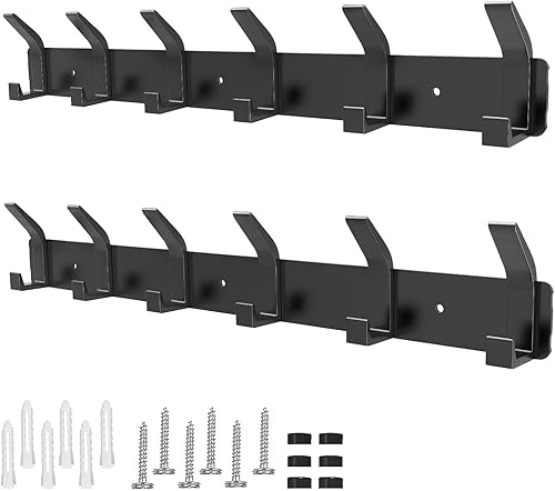 Miniatura 8 de Paquete de 2 percheros de montaje en pared, ganchos de pared de 17.3 pulgadas para colgar, perchero de pared para toallas, perchero para sombreros