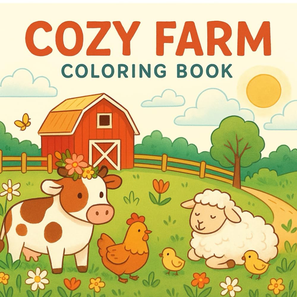 Cozy Farm Coloring Book: Charming Country Scenes and Whimsical Farm Animals for Kids and Adults
