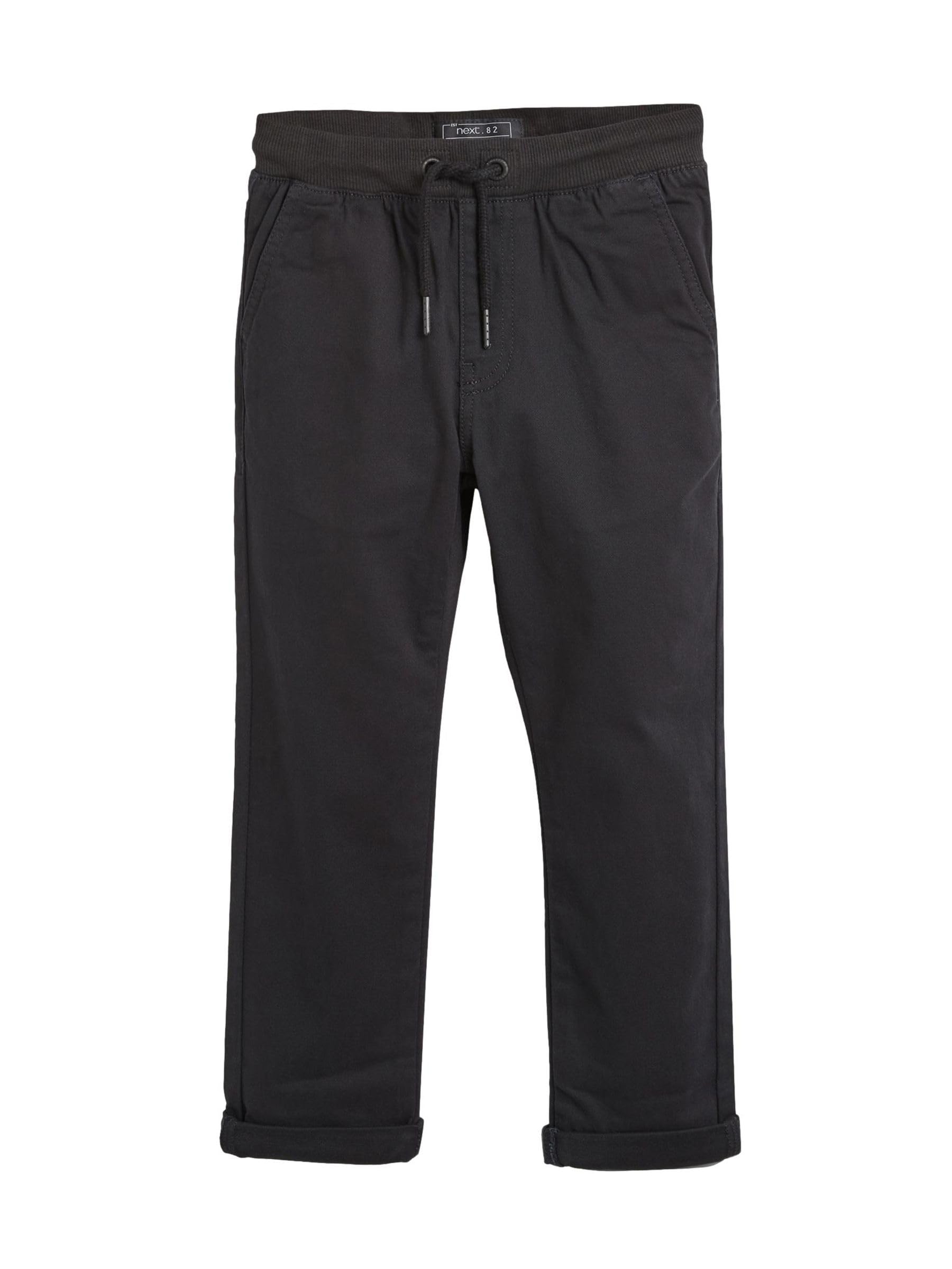 NEXT Garçon Pantalon Standard à Taille élastique côtelée Noir 16 Ans