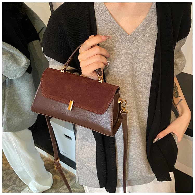 Suede Bag for Women Retro Shoulder Bag Clutch Purse Trendy Crossbody Bag with Adjustable Strap2