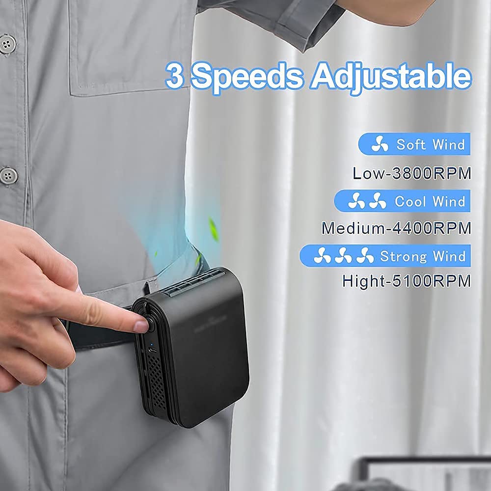 Ventola con Clip in Vita, Dispositivo di Raffreddamento dell'Aria Silenzioso Senza Foglie da scrivania, Ventola Portatile con orario di Lavoro di 12 Ore, Vento a 3 velocità, ventol