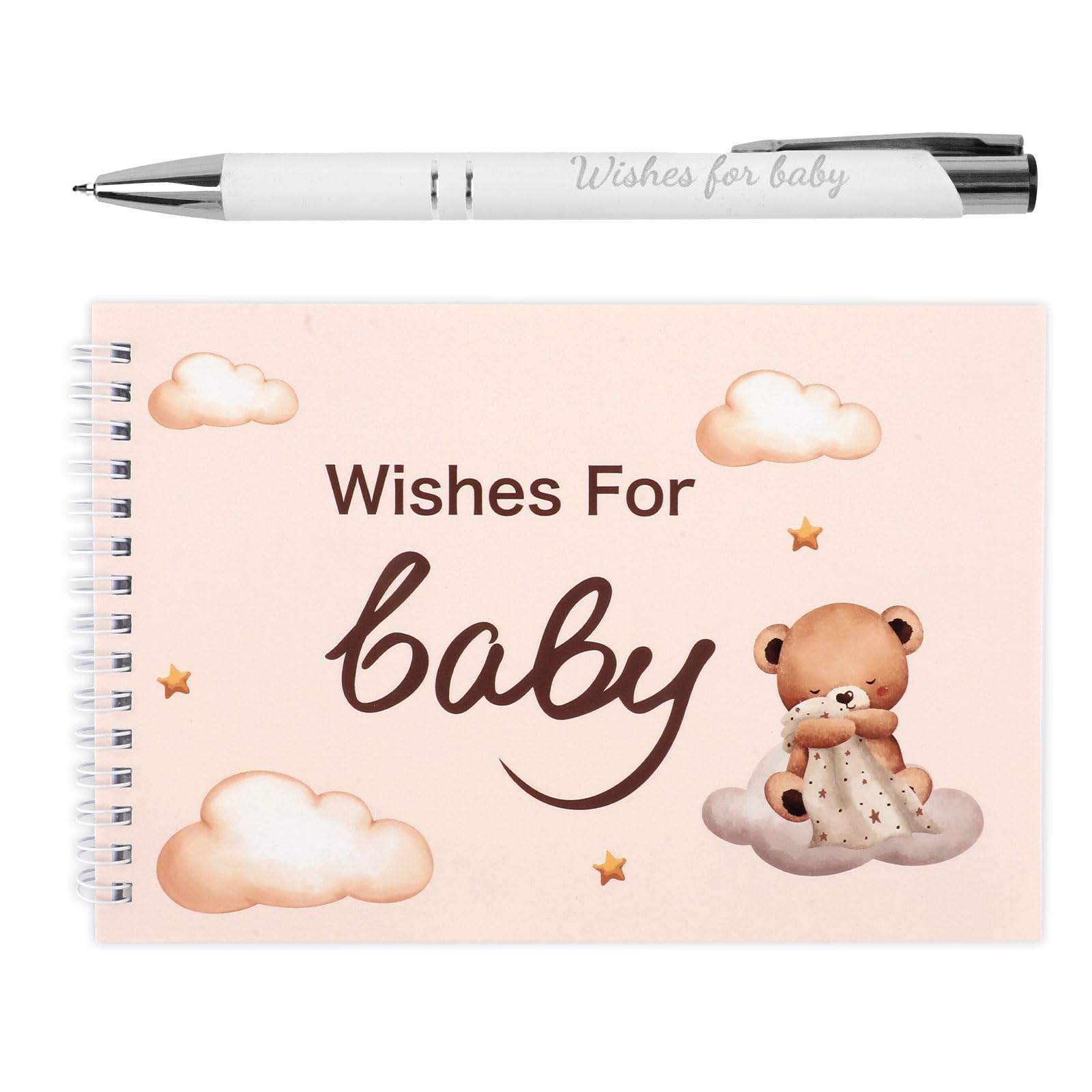 Baby Shower Book, Wishes for Baby Scrapbook with Pen, Baby Shower Book to Sign, Baby Shower Games Advice Book (Brown)