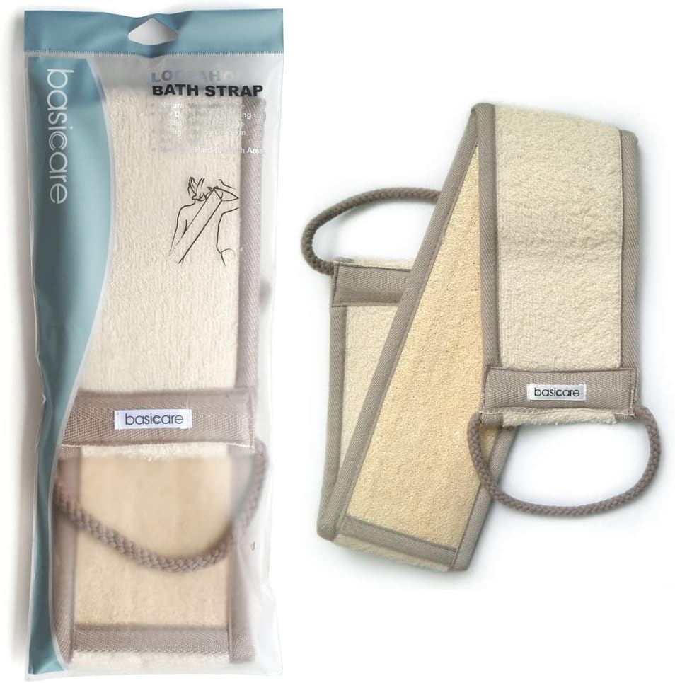 BasicareBack Strap Loofah/Towelling Exfoliating Shower Skin Care Body Scrub