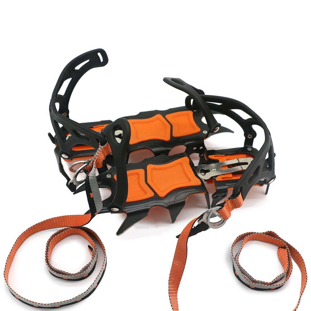 Crampones de Agarre para Zapatos de Hielo de 12 Dientes con Correas Ajustables, Tacos de Tracción para Nieve para Escalada, esquí de Montaña, Senderismo en Glaciares y Más, US