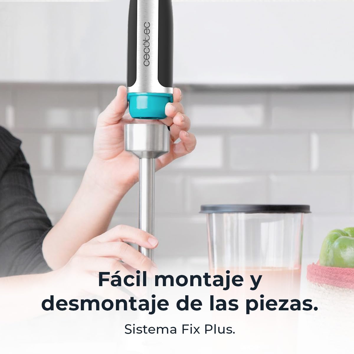 Cecotec Batidora de Mano PowerGear 1500 XL Pro. 1500 W, 21 Velocidades + Turbo, Acero/Silicona, Pie XL, Cuchilla de 4 hojas, Recubrimiento Titanio, Engranaje de Metal, Incluye Accesorios — view 8