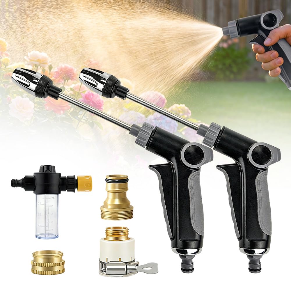 Power Jet Hochdruckpistole, 2026 Neu Water Blitz Hochdruckreiniger, Ultrawasher Turbo Hochdruckreiniger Einstellbarer Wasserdurchfluss, TurboWasher für Gartenschlauch Für Autowäsche, Garten (2PC)