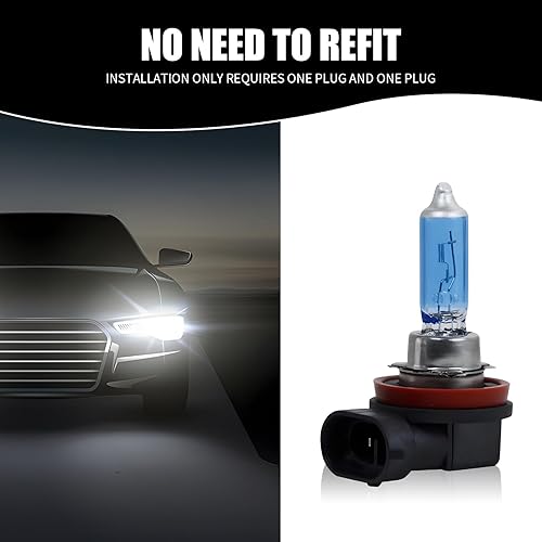Miniatura 5 de 2 bombillas halógenas H11 para automóvil, bombillas ultra blancas, bombillas antiniebla delanteras de 12 V 100 W, bombillas superbrillantes de haz