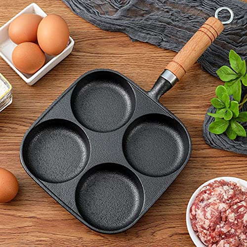 Awrduol Uncoated 4 Cup Egg Frying Pan Thickened Egg Cooker Omelet Pan, Healthy Cast Iron Pancake Cooker For Breakfast, Gas Stove & Induction Compatible #TOP21