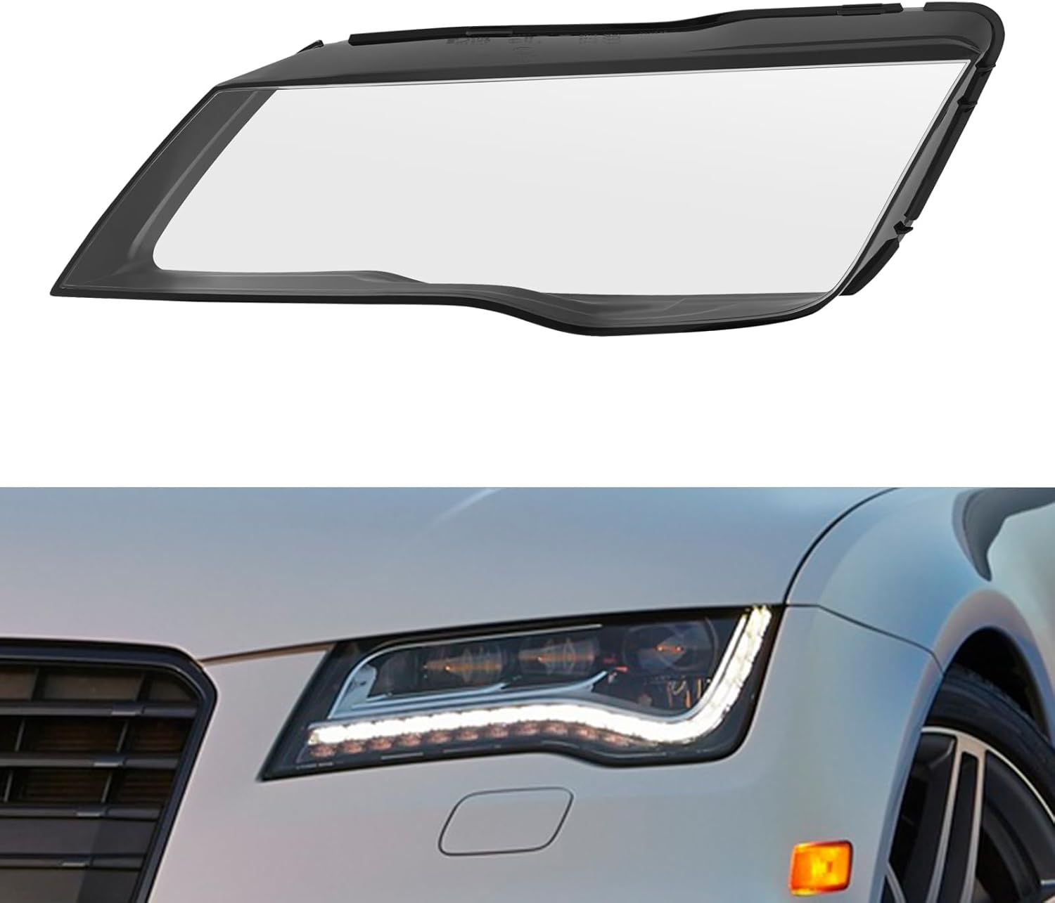 Front Headlights Headlamps Lens Covers for 2012-2015 Audi A7/S7/RS7, Left & Right Clear Front Head Light Lens Covers Replacement Headlight Lens Cover (Left Driver Side)
