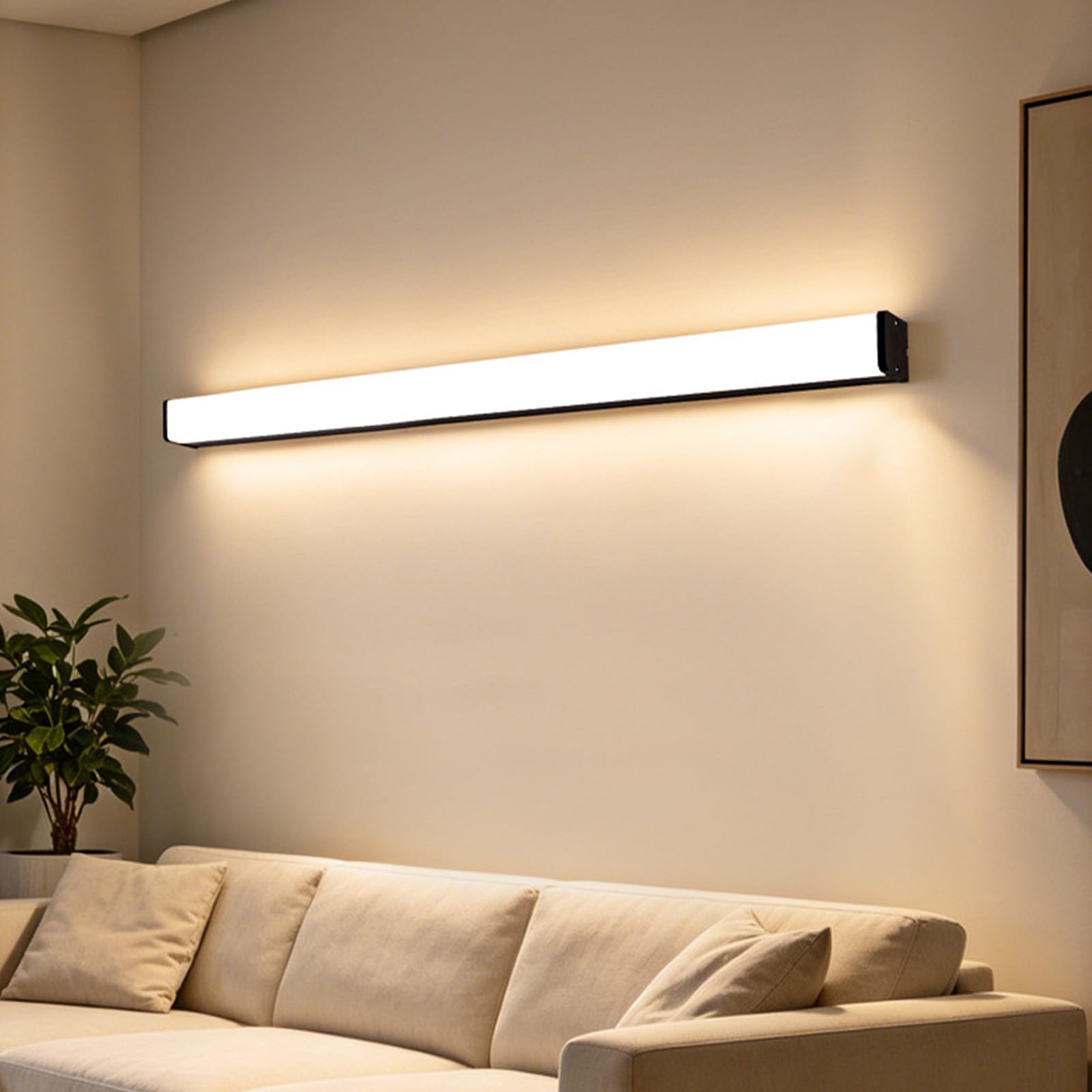 Lampa ścienna LED do wnętrz ściemnialna 3000K-6000K Lampa ścienna z pilotem Nowoczesne aluminiowe długie oświetlenie ścienne do sypialni salon korytarz schody (biały, 45 cm)