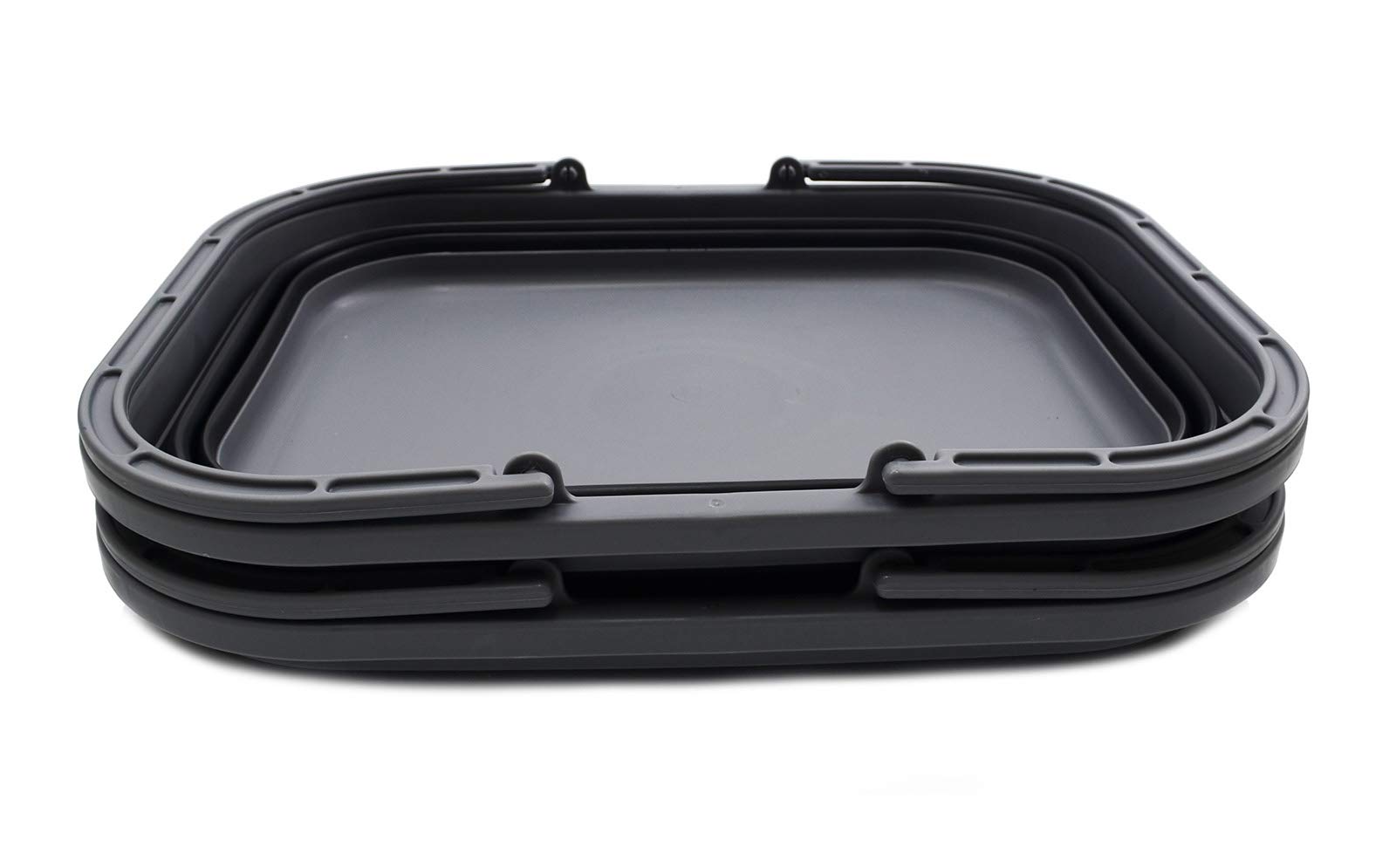 SAMMART 12L Tina plegable con asa, cesta de picnic portátil al aire libre, bolsa de la compra plegable, contenedor de almacenamiento para ahorro de espacio (2, gris/negro)