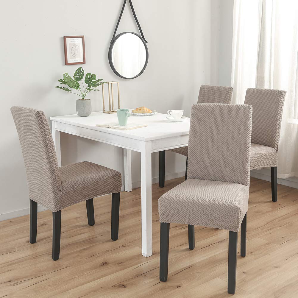 TopcHANCES Housses de Chaise, Housses de Chaise de Salle à Manger Extensibles, Amovibles et à Dossier Haut, Lavable pour Banquet Cuisine Mariage fête Salle à Manger(Q-Camel, 6PC)