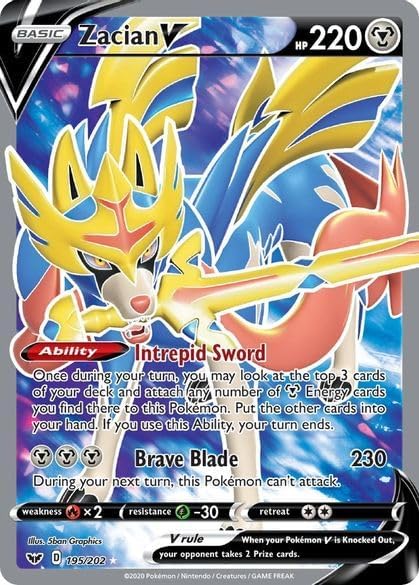 Pokemon – Zacian V 195/202 – Sword & Shield – Full Art – Ultra Rare - Single Card