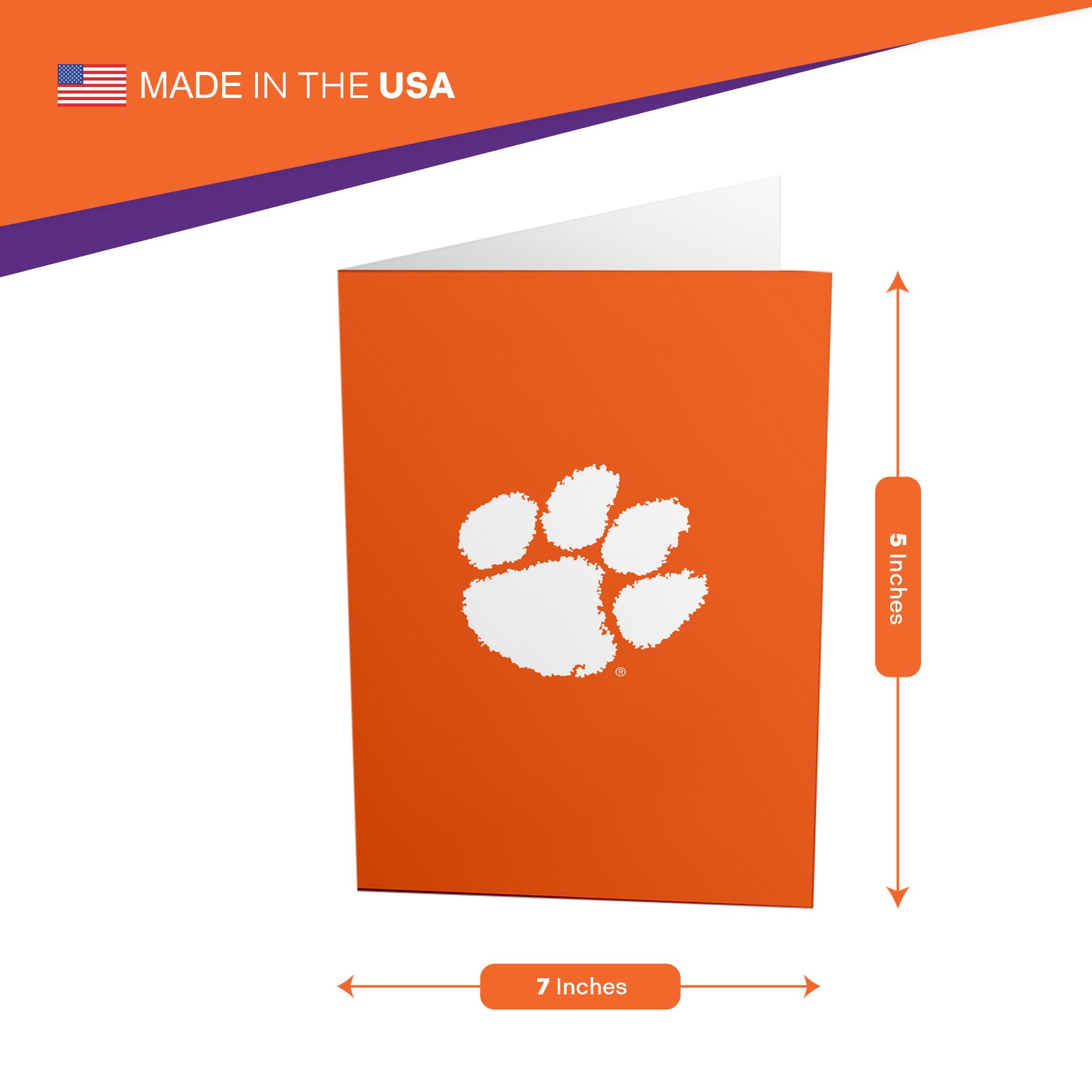 Clemson Tigers Greeting Card By Desert Cactus - 5x7 Inch Officially Licensed Folded Card With Envelope