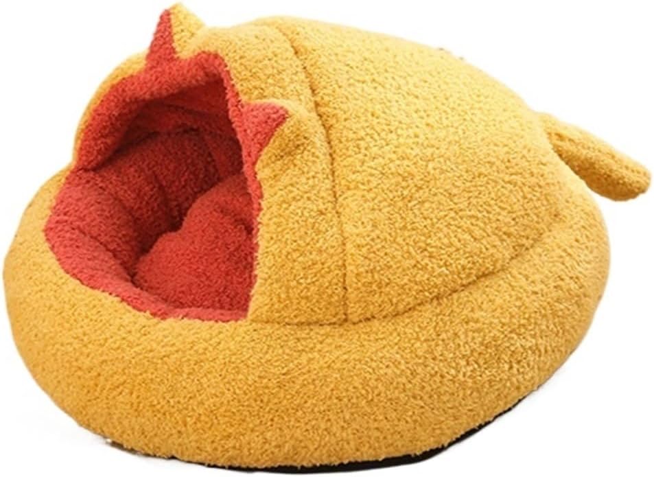 Round Cat Bed for Dog Cushion Pet Mat Long Plush Cat's House Sleeping Bag Sofa Puppy Kennel Accessories(Black,Small)