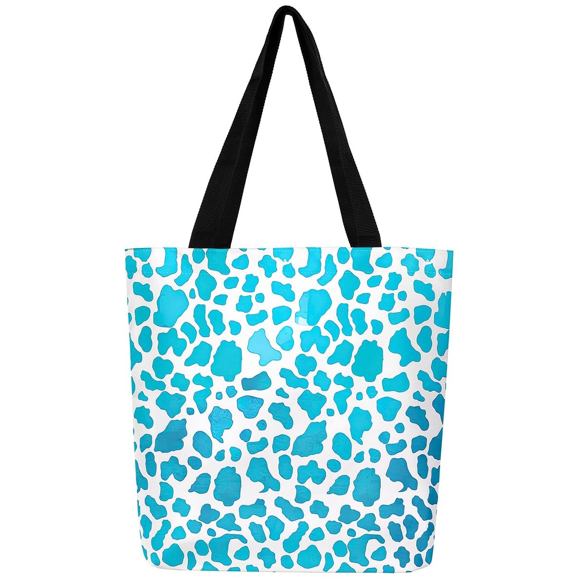 Leopard Print Canvas Tote Bag for Women,Sky Blue Cheetah Print The Tote Bag Wild Animal Hide Spot Reusable Grocery Shoulder Bag