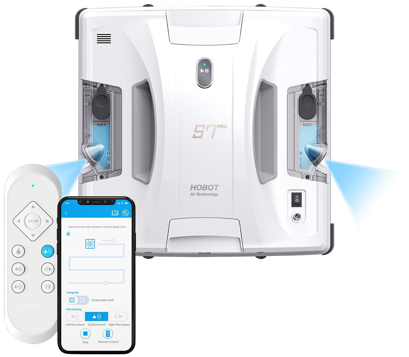 Fensterputzroboter: HOBOT S7 Pro Profi-Fensterputz-Roboter, Dual-Sprüher und -Wischer, App (Fensterputzroboter für Bürogebäude, Elektrische Fensterputzer, Spray)